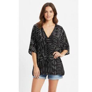 Zara black and white dots pattern XS top shirt long tunic dress 1/2 slee…
